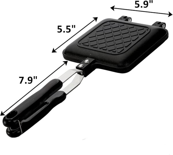 Dobbeltsidet Sandwich Maker Grillpande, Non-Stick Komfur Brødrister Køkkengrej (Sort) Grid baking pan