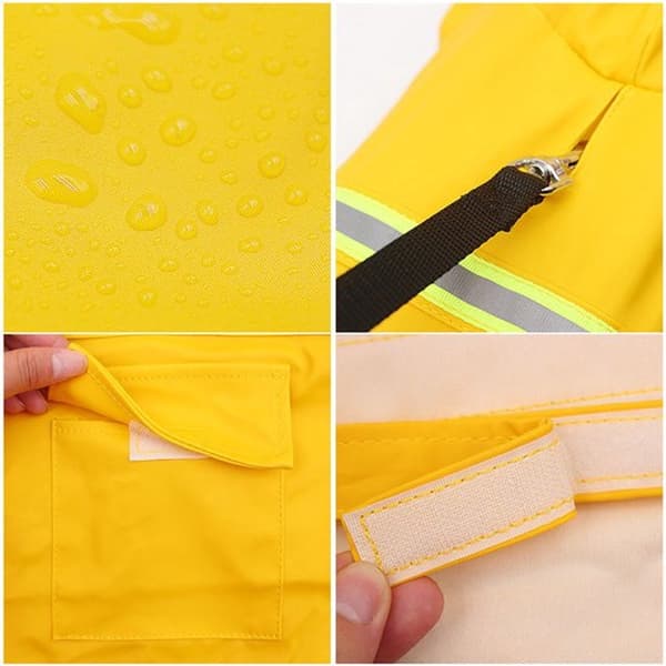 Vanntett regnfrakk til hund med hette og refleksstriper, ponchostil for mellomstore til store hunder, regnværsdager, blå, 5XL