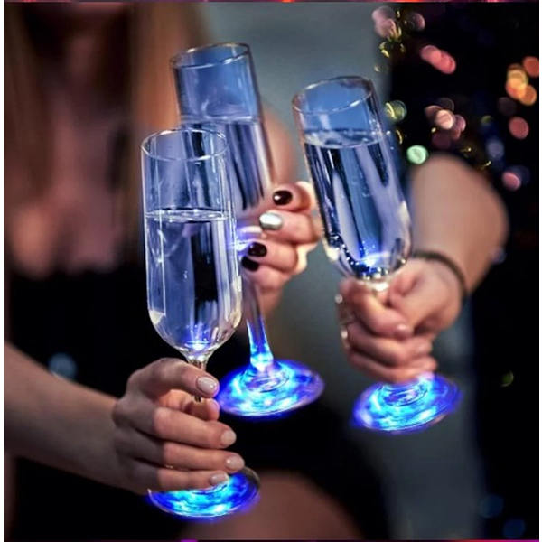 LED Lys Coaster - Stemningsfuld Belysning - Klæb under glas - 12 stk. - Blå