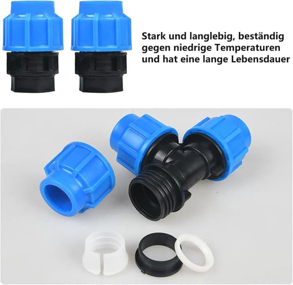 PP Rørkobling, 32 mm x 1 tomme indvendigt gevind, Polypropylen Lynkoblingsadapter til PE-rør, VVS og Havebrug, 2-pak