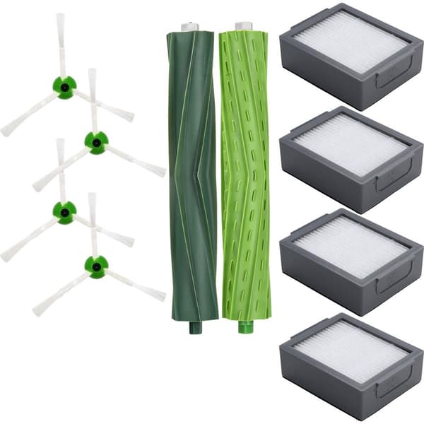 10-delt Roomba reservedelssæt, 2 rullebørster, 4 filtre og 4 sidebørster, til iRobot Roomba j7+/j7, i3-i8, E5/E6/E7