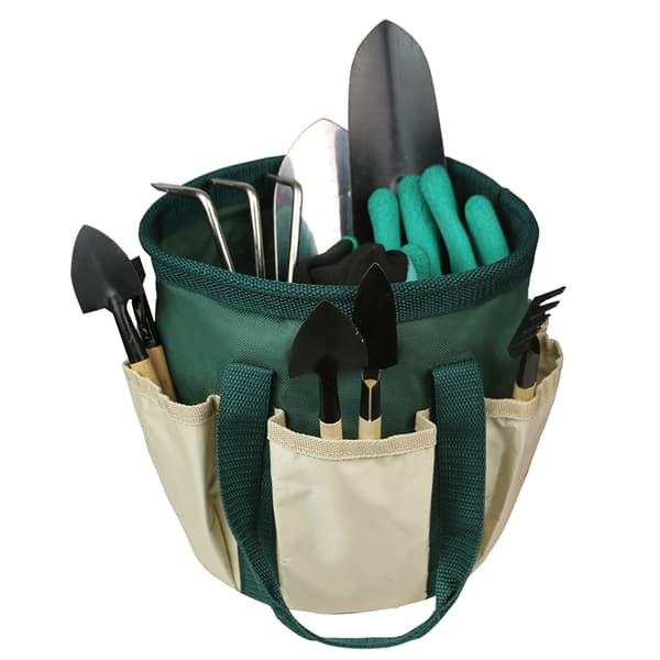 Heavy Duty Canvas Garden Tool Bag with 6 Pockets, Outdoor Storage for Gardening Tools