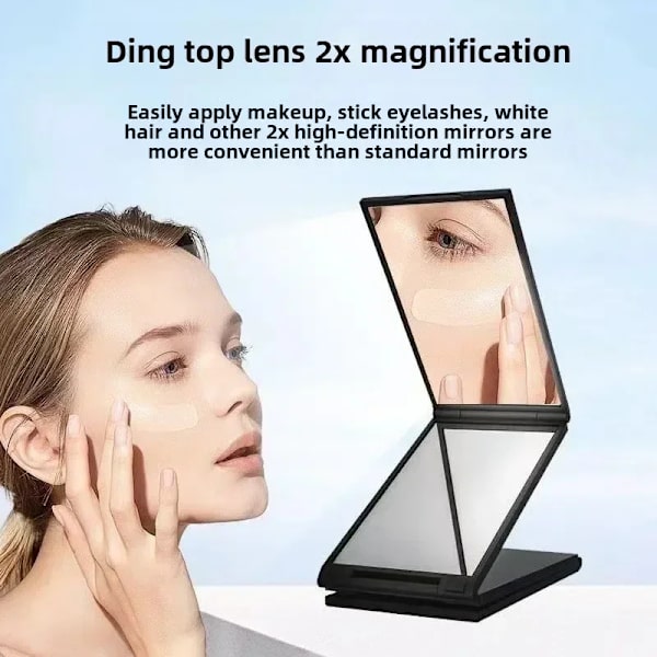 Multi-Angle Foldable 4-Panel Makeup Mirror, Portable HD Makeup Mirror, 360° View Beauty Mirror Makeup Tool Creative Folding black
