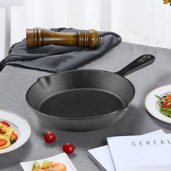 6,3\" Mini Støbejernspande, Lille Stegepande til Køkken og Camping (Sort) single pan frying pan 16cm