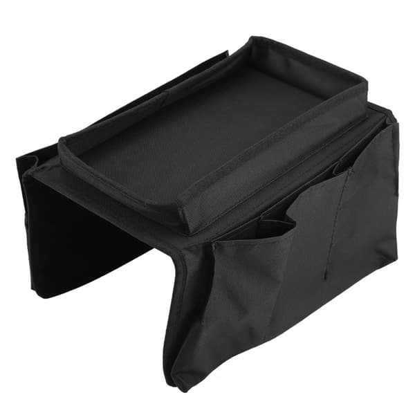 Armrest Organizer with Top Tray, Sofa Armrest Pocket with Cup Holder and Storage Pockets, Durable Polyester Oxford Fabric 600D Hanging Sofa