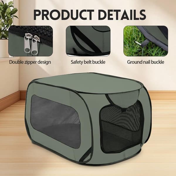 Sammenleggbart kjæledyrbur, ventilert bærbart reisebur for katter og hunder, verktøyfri sammenlegging, grønn, 92 x 52 x 52 cm, opptil 15 kg