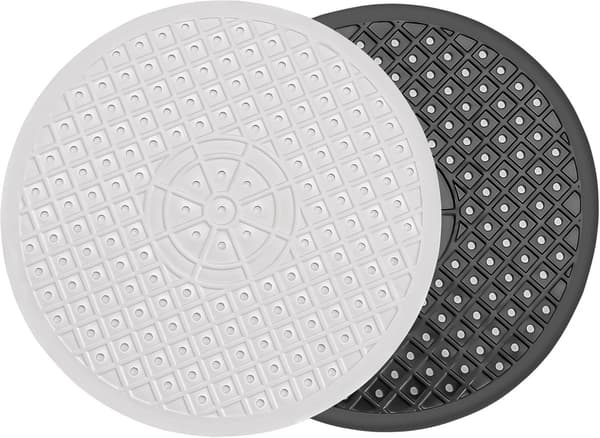 Gummi Vaskemåtte, Rund Ø31cm, Hvid & Sort, 2 Stykker, til Køkkenvaskens Bund