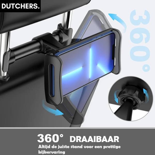 Bil Tablet Og Telefonholder, 360° Roterende Universalholder, Sikkert Stabilt Greb Til Håndfri Kørsel, Sort 4,7 Til 11 Tommer