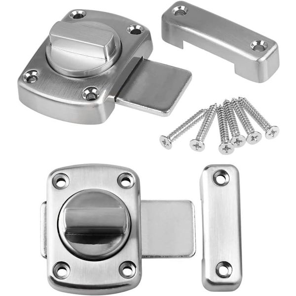 4 Dörrlås - Svängdörr, Zinklegering, Badrumssäkerhetslås - för Hemsäkerhet - Silver