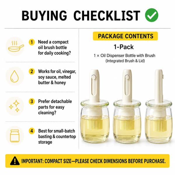 2-i-1 Glassoljedispenser med silikonbørste, hvit krukke for airfryer White