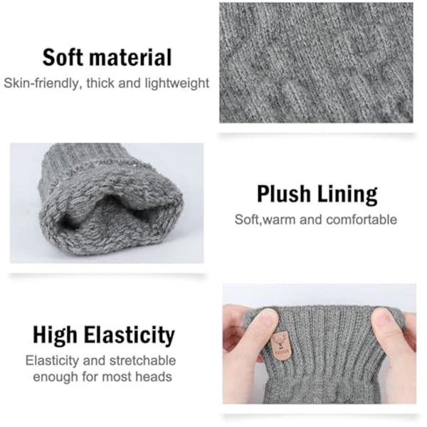 Fingerlösa termiska handskar för män och kvinnor - Stickade vinterhandskar med mjukt foder