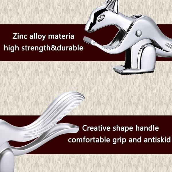 Squirrel-Shaped Nutcracker - Heavy-Duty Zinc Alloy with Non-Slip Grip, for Walnuts, Almonds, Brazil Nuts & Chestnuts (Silver)