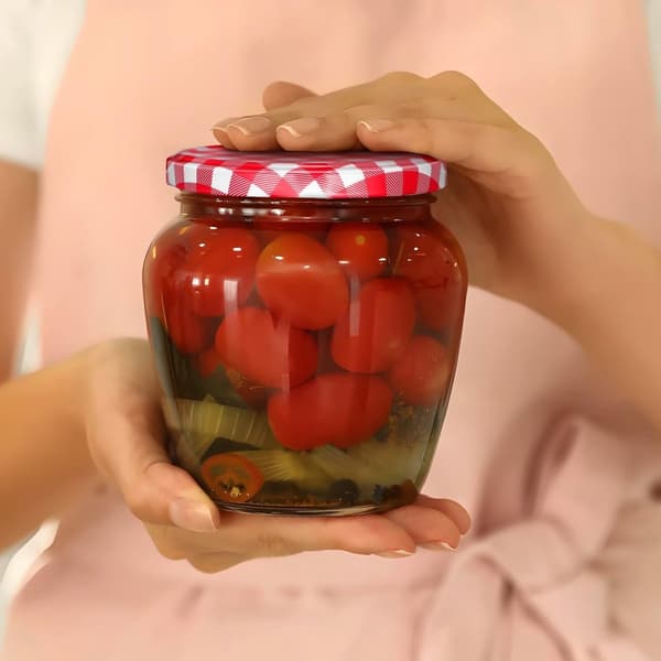 40-pack 8,5 cm rödrutiga syltburkslock, läckagesäkra återanvändbara konserveringslock i plåt för Mason Jars, syltförvaring