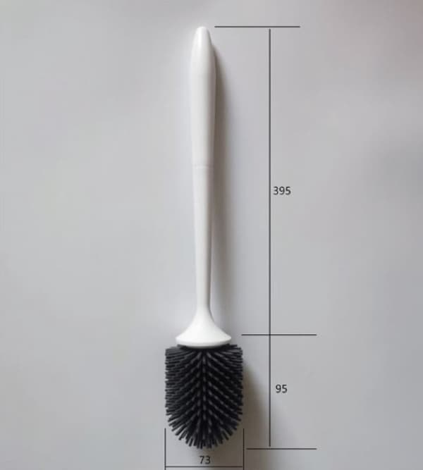 Silikon toalettbørste med holder - enkel montering med selvklebende stripe - tilbehørssett - lys grå/hvit