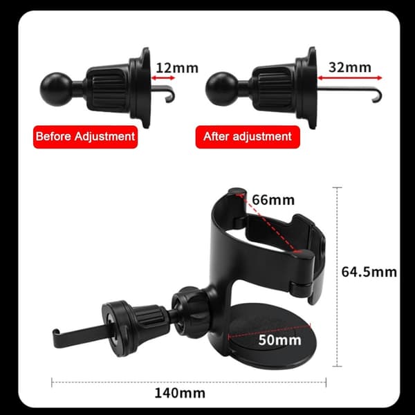 2-pak bilkopholder, justerbar luftventilkrog, 360° drejelig ABS-drikkeholder til biler, 6-8 cm kopper, sort