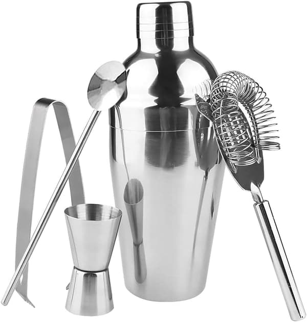 Cocktail Shaker Set - Ruostumaton teräs hopea 5 osaa