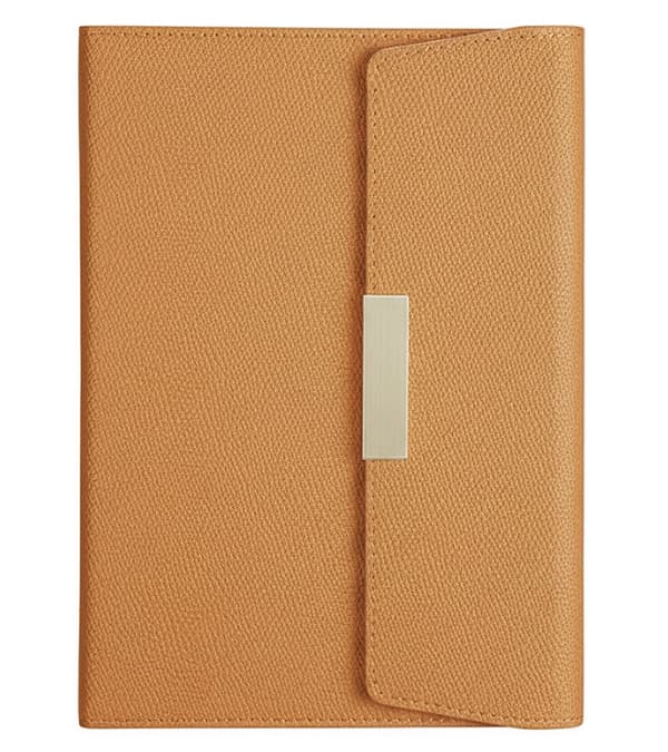 A5 Tri-fold Business Notesbog Gavesæt med Metalklemme, 200 Sider 100G Papir til Kontormøder og Firmagaver brown shell