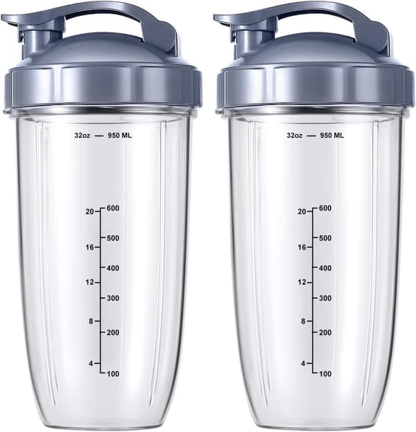 2 reservedele til NutriBullet 600W/900W - Blender tilbehør med 2 Flip Top To Go kopper