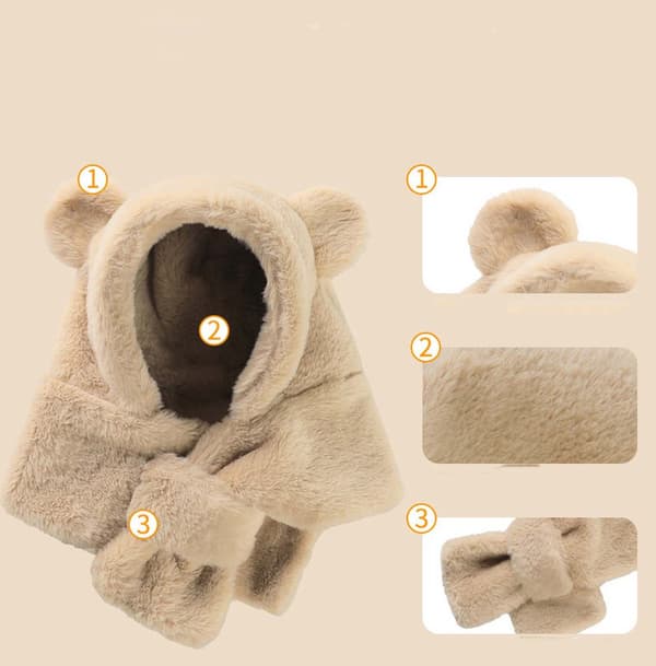 Barnas 2-i-1 Vinterlue og Skjerf, Varm Fleece for Barn