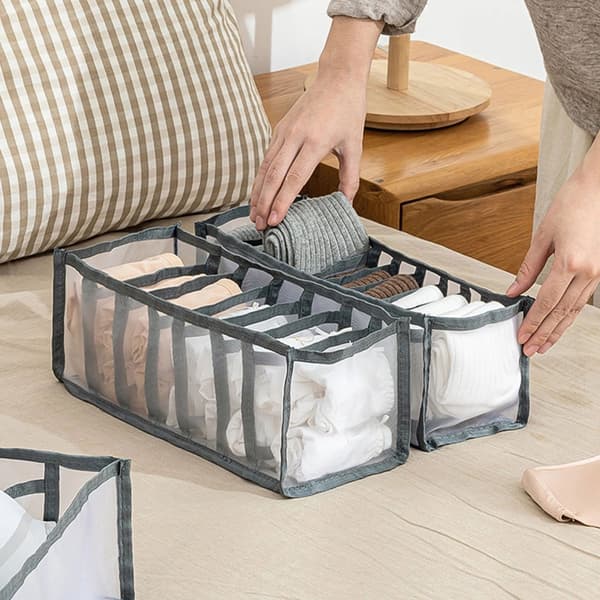 Skuffeorganisering – 9 rom – 36 x 25 x 20 cm – Grå