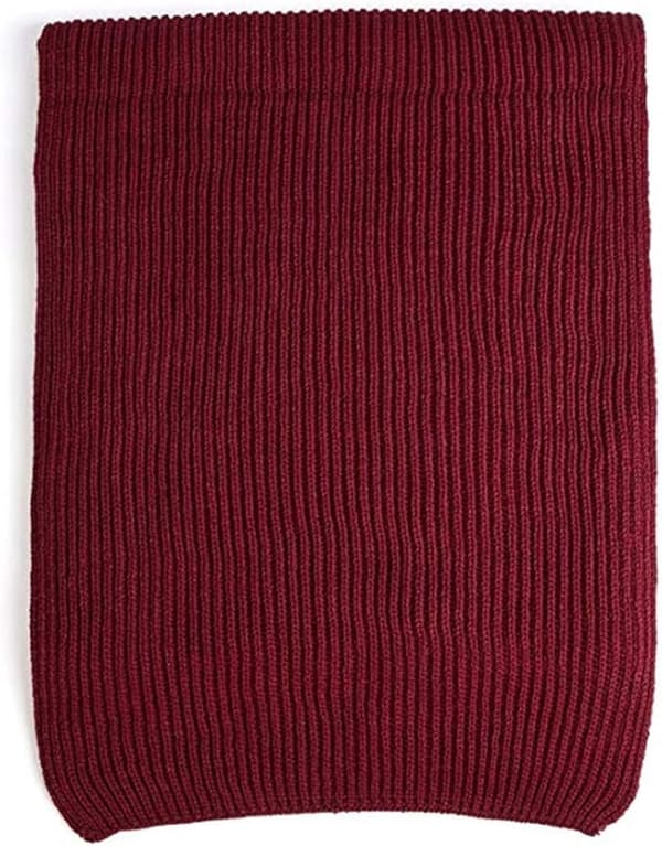 Dam lång stickad halsduk, varm akryl ribbad vinterhalsduk för höst- och vinterkläder, vinröd, 185 x 30 cm