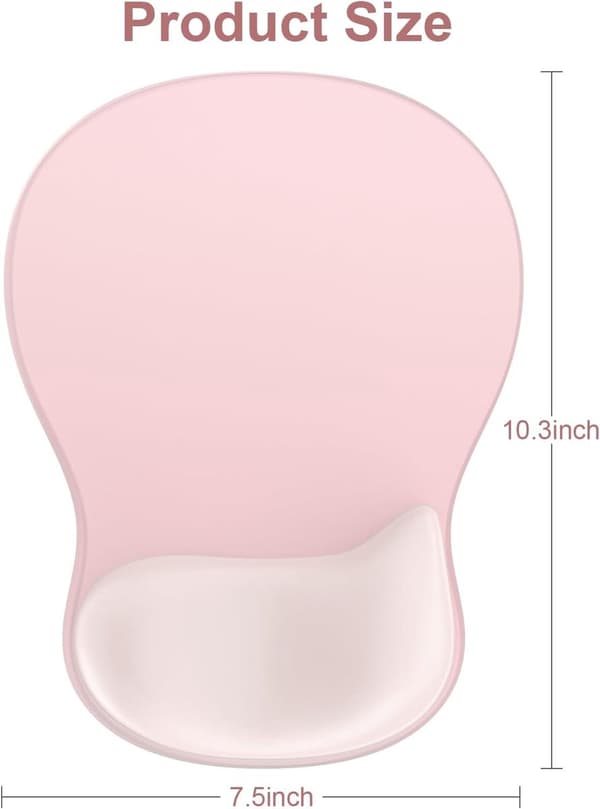 Gel Musemåtte med Håndledsstøtte - Gaming Musemåtte, Memory Foam, Skridsikker Base - Skrivebordstilbehør - 26x19,5 cm - Pink