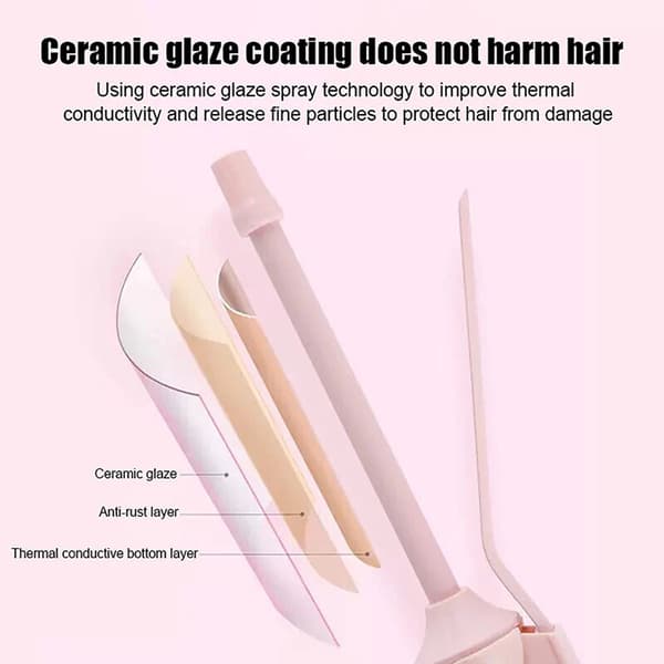 9 mm krølltang, keramisk varmeplate, konstant temperatur mini hårkrøller for menn og kvinner, hjemmestyling, rosa