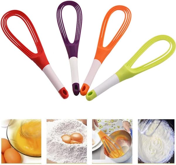 Twist Whisk, Flat Plastic Balloon Whisk for Kitchen, Thick Wire Egg Beater for Cooking, Mixing, Whipping and Stirring