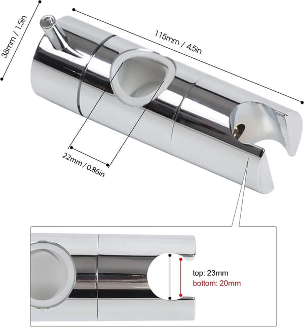 Universal hånddusjholder, justerbar, skyvbar dusjholder