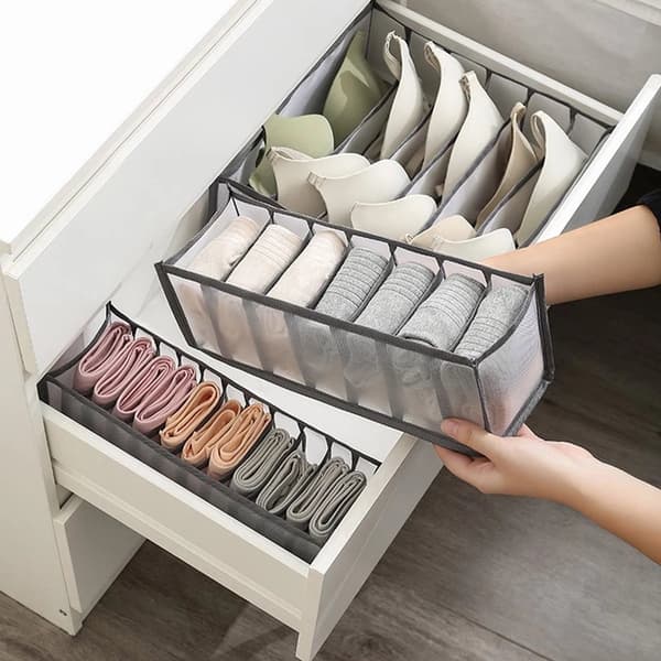 Skuffeorganisering – 9 rom – 36 x 25 x 20 cm – Grå