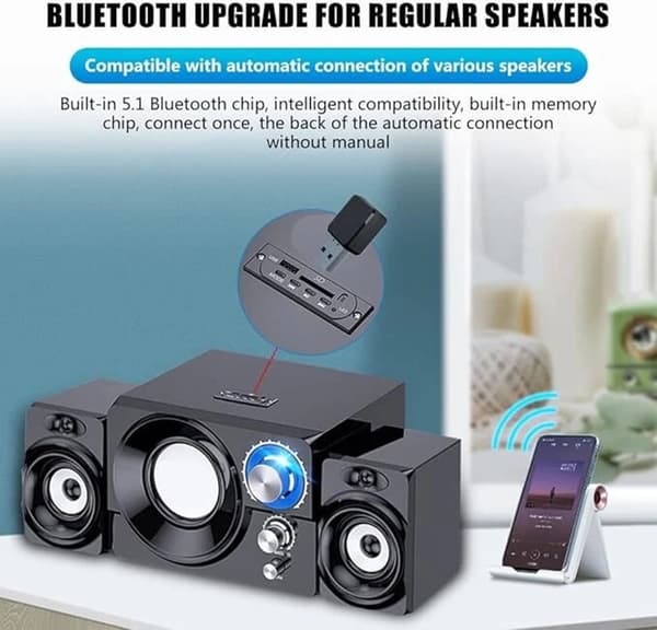Bluetooth 5.1 USB-adapter, sender/mottaker med 3,5 mm AUX-kabel, håndfri lyd for biler, høyttalere og hodetelefoner