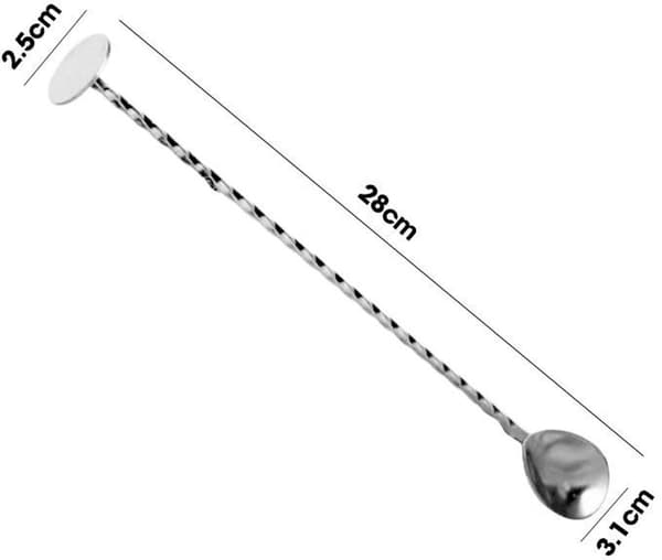 28 cm spiral cocktail ske - røreske i rustfrit stål - tilbehør til vinglas
