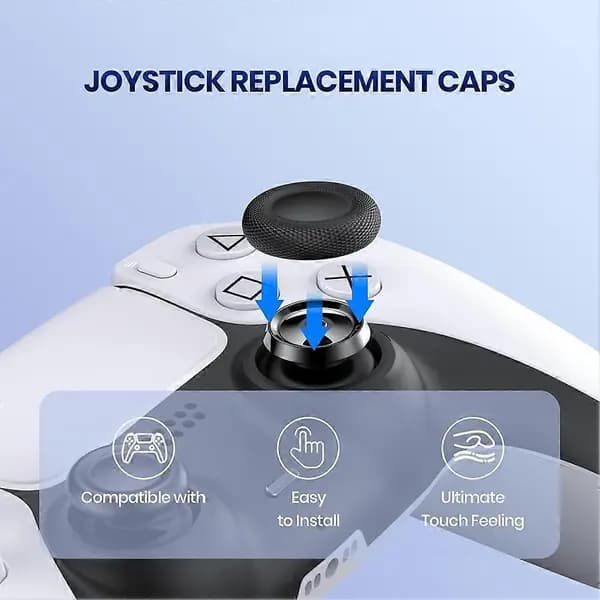 10-pack tumsticksgrepplock för PS5 PS4-kontroller, 3D analoga joystickskydd med texturerat plast-TPU-grepp, svart 2