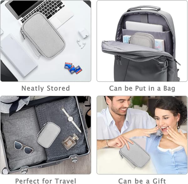 Double-Layer Electronics Accessories Organizer Bag for Cables, Universal Portable Travel Gadget Bag for Cables, Power Bank, USB Flash Drive, Charger Hard Drive grey