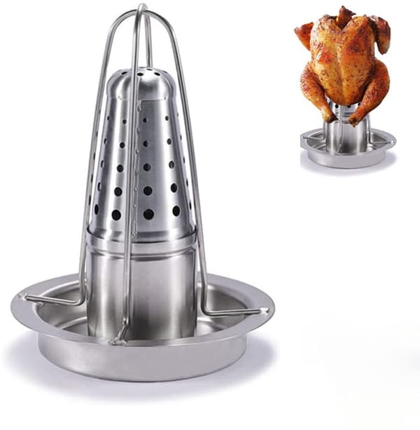 Ølboks Kyllingstekestativ, 304 Rustfritt Stål Med Avtakbar Krydderholder, For Ovn, Grill, Røyker, Grillfester Og Camping