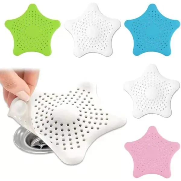5-pack silikonavloppshårfångare med starka sugkoppar för dusch, badkar och diskho White