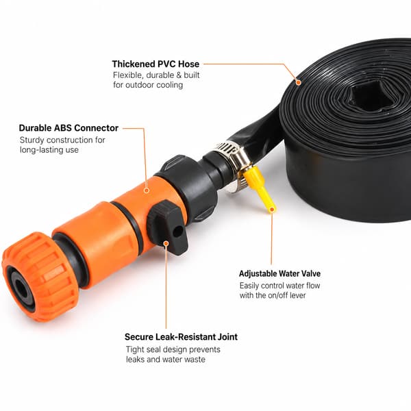 49FT studsmatta sprinkler slang, utomhus bakgård vattenlek kylsystem för barn (orange) Orange 15 meters
