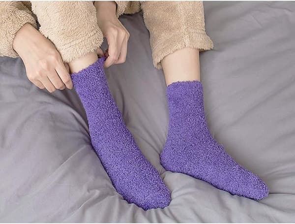 Vintervarma strumpor, 5-pack, toffelstrumpor i mikrofiber för hemmet, halkfria, julklappar