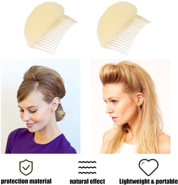 Usynlig Fluffy Hårklemme, 2 Stykker, Bikube Hårstylingverktøy, for Kvinner og Jenter, Beige