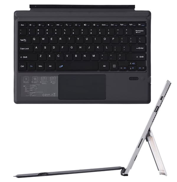 Bluetooth-tastaturdeksel med styreflate, magnetisk avtakbar design for Microsoft Surface Pro 3/4/5/6/7/7+, svart