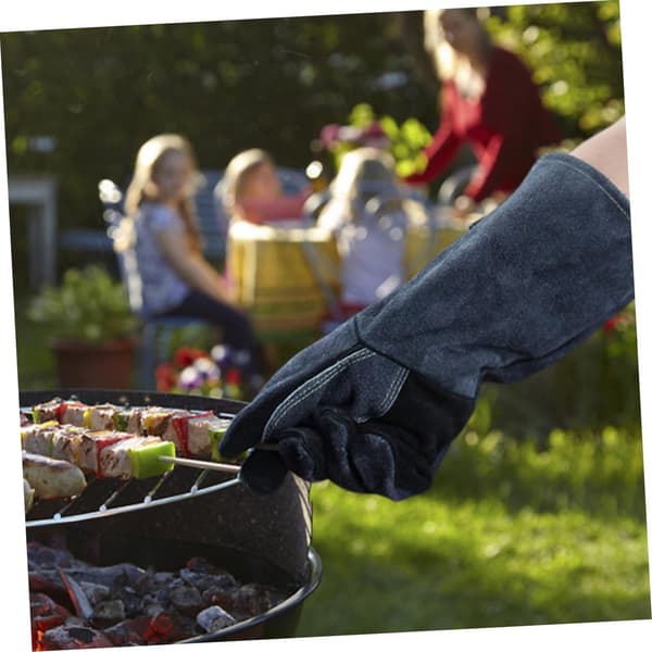 Svetsarhandskar BBQ 40 cm Eldfasta Handskar Läder Matlagningshandskar Lätta att Ta På Robusta för Grill Spis