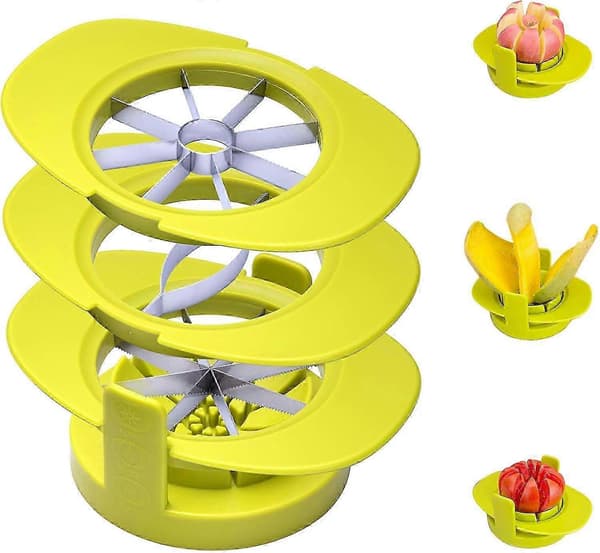 Apple Slicer, 4-in-1 Multifunctional Apple Divider Common Base, Mango Pitter, Tomato Slicer, Pear Divider, Stainless Steel Easy-Grip Fruit Slicer