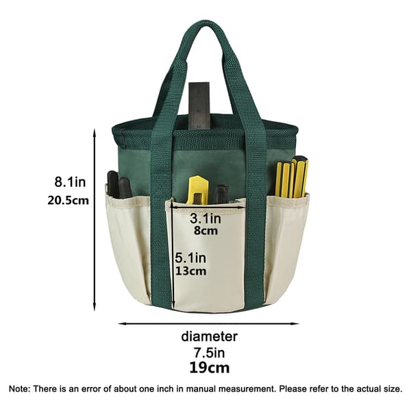 Heavy Duty Canvas Garden Tool Bag with 6 Pockets, Outdoor Storage for Gardening Tools