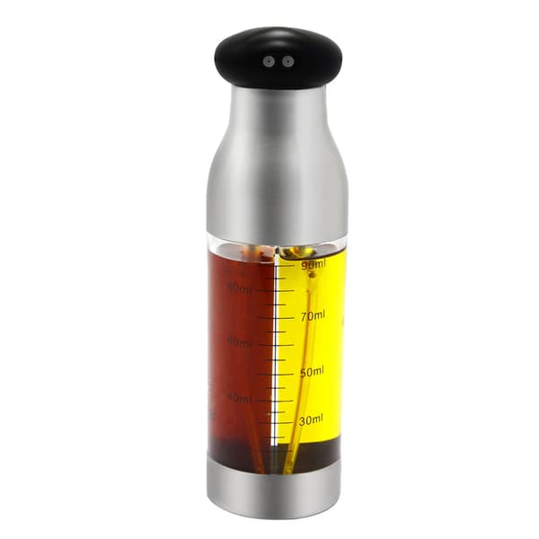 2-i-1 Oliespray til Madlavning, 90ml+90ml Dobbeltkammer Olie- og Eddikeflaske, Olivenoliedispenser til Airfryer Eddike