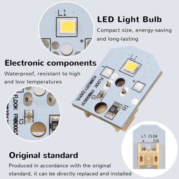 4-pack kylskåp LED-ljusmodul ersättningsdel för WR55X25754 & WR55X11132 (vit)