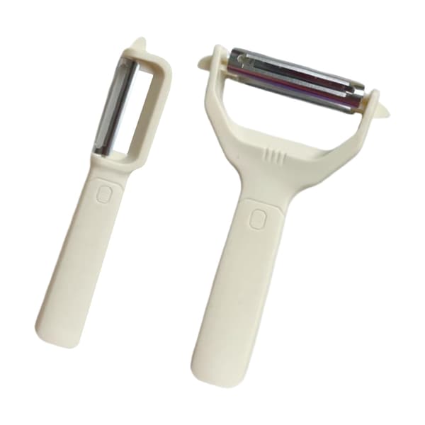 2-delt grøntsagsskrællersæt i rustfrit stål til kartofler, æbler og gulerødder (beige) Two-piece set: [Paneler + Shredder]