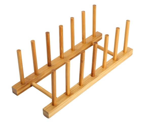Bottle Drying Rack, Bamboo Dish Rack for Kitchen Cabinets, Sturdy Bamboo Material Plate Holder, Cutting Board Storage, Easy-to-Clean Surface (2 pcs)