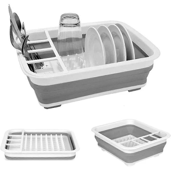 Foldable Dish Rack, Portable Dish Drying Rack with Cutlery Holder, Kitchen, RV, Camping, Storage