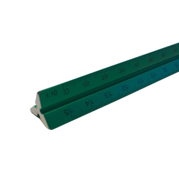 Målestok/Skaleringslineal/trekant skala, 15cm, Aluminium (grøn) Green