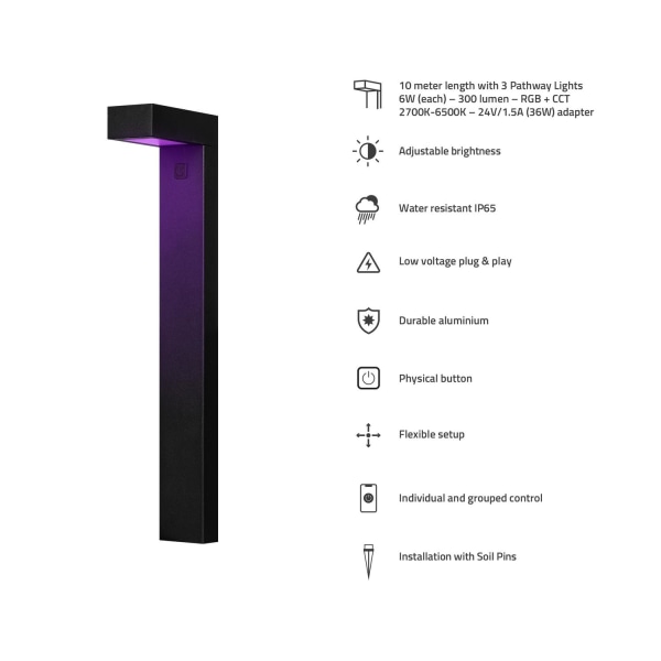 Utbyggnad: Utomhusbelysning Hombli Smart Pathway Light, Black Svart